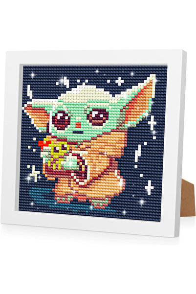 Ricuved Pictură diamantată 5D cu ramă din lemn 18x18-YODA