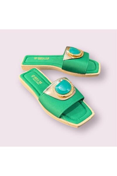 İpek Women's Green Comfortable Sole Accessories Daily Home Slippers