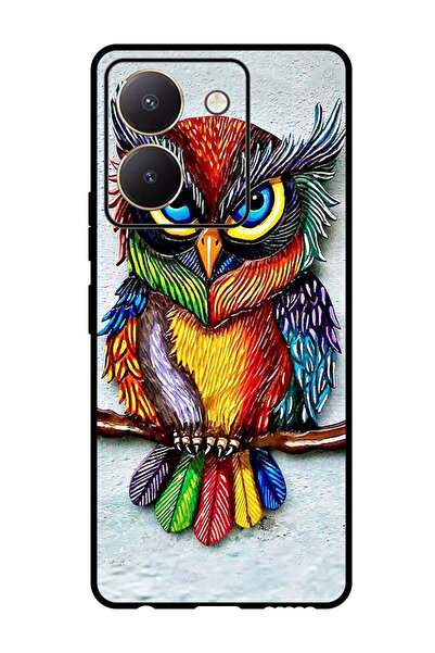 Theodor جراب واقٍ مضاد للخدش والصدمات لهاتف Vivo Y27s بتصميم بومة ملونة