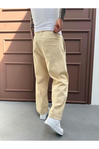 KağanKY Παντελόνι μπεζ Gabardine Relax Fit