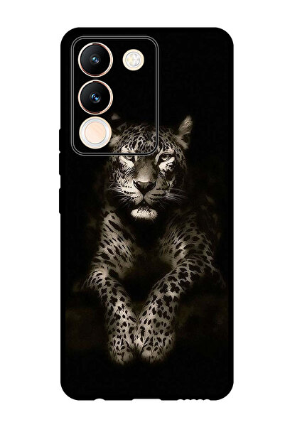 Theodor جراب واقٍ مضاد للخدش والصدمات لهاتف Vivo V29e Leopard