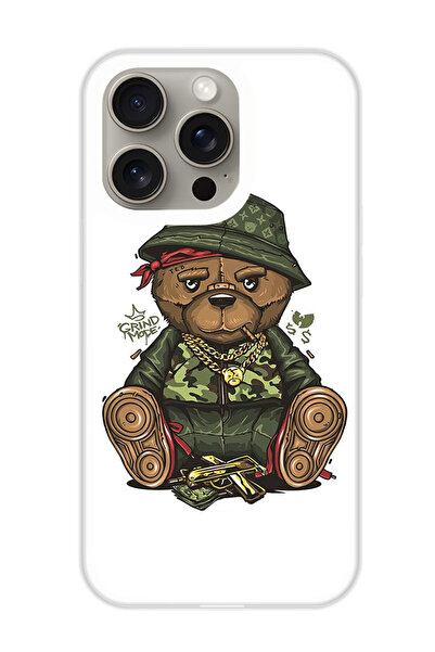 Theodor غطاء حماية لهاتف أبل آيفون 15 برو ماكس دب تيدي (مصد أبيض)