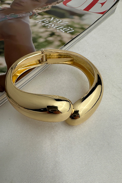 Modex Special Series Gold Color Shiny Drop Model Handcuff Bracelet (Inner Diameter: 6cm)
