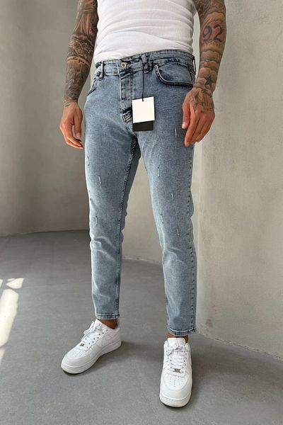 MADZEYMODA Slim Fit Slim Fit Lycra Denim Fabric Ripped Detailed Snow Wash Men's Jean Jeans Ke-384
