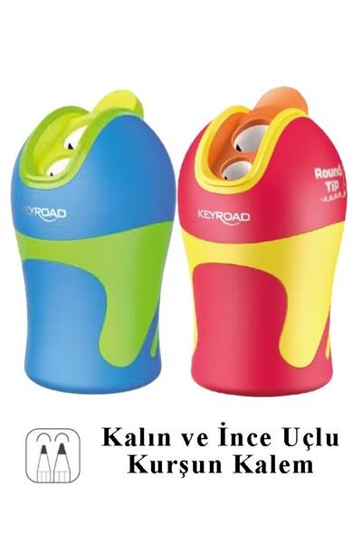 Artlantis Kalemtraş 2 li 2 Adet Hazneli Jumbo ve Standart Kalem Açacağı Plast...