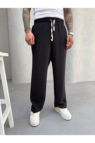 KağanKY Black Jacquard Baggy Trousers