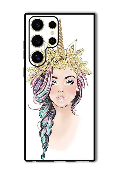 Theodor جراب حماية لهاتف Samsung Galaxy S24 Ultra بتصميم فتاة يونيكورن ذهبية