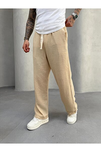 KağanKY Beige Jacquard Baggy Trousers