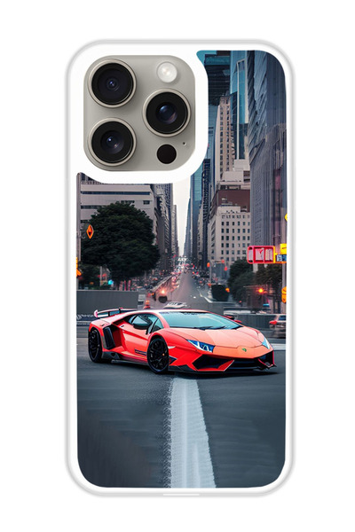 Theodor غطاء حماية لهاتف أبل آيفون 15 برو لامبورجيني 1 (مصد أبيض)