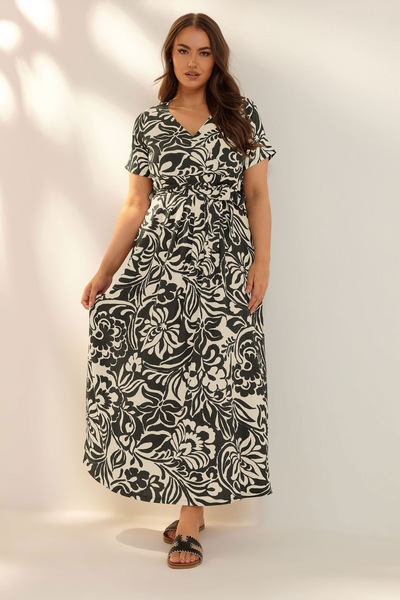 Stil Diva Plus Size Short Sleeve V Neck Belted Wrap Dress 304073