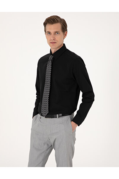 Pierre Cardin Siyah Regular Fit Uzun Kollu Basic Gömlek 50316742-VR046