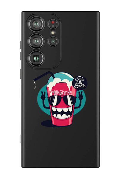 Theodor غطاء حماية سائل من السيليكون المقاوم للصدمات لهاتف سامسونج جالاكسي S24 ألترا (أسود) - برين ميلك شيك