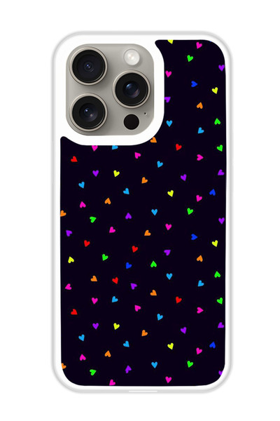 Theodor غطاء حماية لهاتف أبل آيفون 15 برو قلوب صغيرة (2) (مصد أبيض)