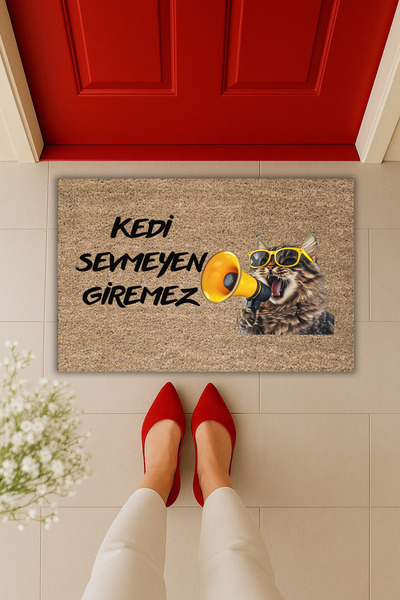 Dormot Yüksek Kaliteli Modern Dijital Baskı-Kedi Sevmeyen Giremez Anons Yapan...