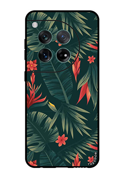 Theodor جراب واقٍ مضاد للخدش والصدمات لهاتف OnePlus 12 بأوراق خضراء