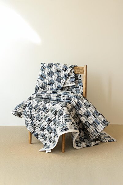 İrya Checker Denim Kilim Ekru/İndigo 60x90