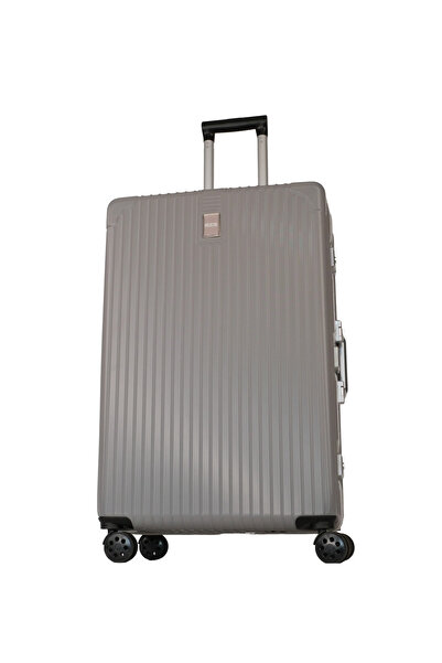 GROUND Charmed 2'li Alüminyum Alaşımlı Valiz Seti Büyük-Kabin - Vizon - 10741