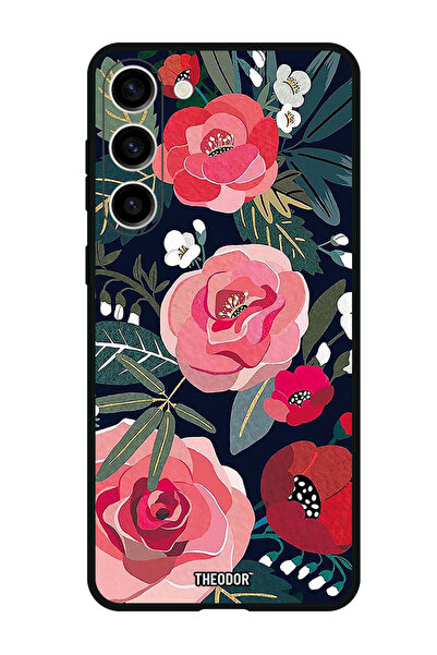 Theodor جراب واقٍ مضاد للخدش والصدمات لهاتف Samsung Galaxy S23 FE زهور وأوراق