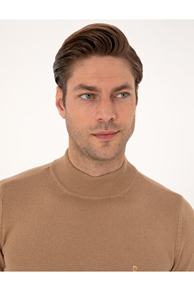Pierre Cardin Camel Slim Fit Yarım Balıkçı Yaka Basic Triko Kazak 50314176-VR015