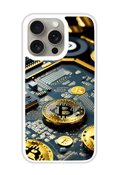 Theodor غطاء حماية لهاتف أبل آيفون 15 برو بيتكوين 1 (مصد أبيض)