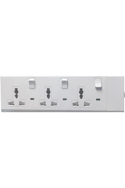 Duravel 3 Way-Socket Extension Strip, White, Multi-Outlet Power Strip with Individual Switches Witho