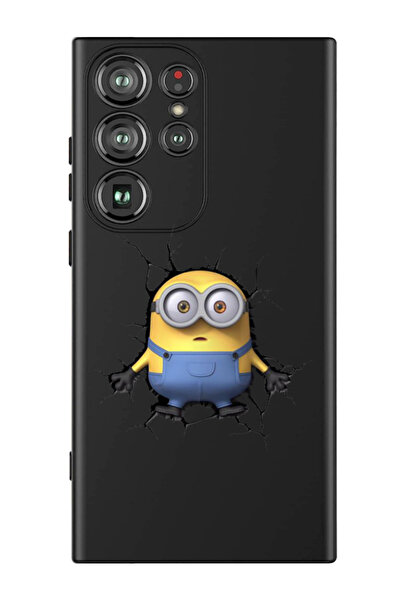 Theodor غطاء حماية سائل من السيليكون المقاوم للصدمات لهاتف سامسونج جالاكسي S24 ألترا (أسود) - مينيونز