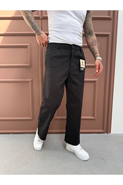 KağanKY Μαύρο παντελόνι Gabardine Relax Fit