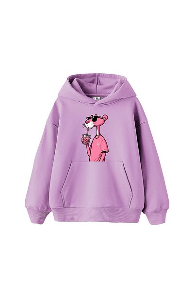 Sekizbiraltı Pink Panther V2 Printed Oversize Unisex Purple Hoodie