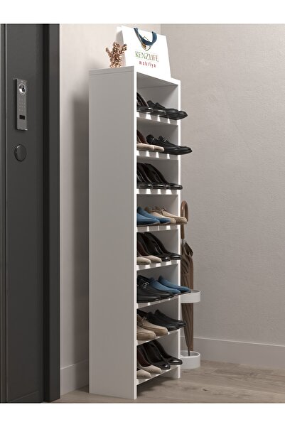 Kenzlife Ayakkabılık Mısri Mat Beyaz Suntalam 125*040*20 Onaltı Çift Ayakkabı Kapasitesi Arkalıksız