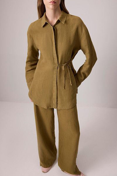 Touché Privé 100% Linen Cruvaze Shirt Pants Suit