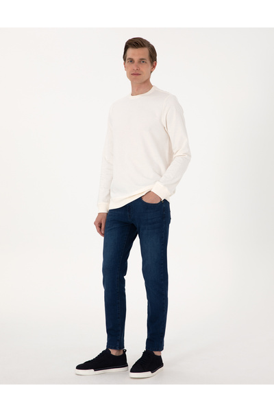 Pierre Cardin Ekru 2 İplik Regular Fit Bisiklet Yaka Basic Sweatshirt 50314054-VR019