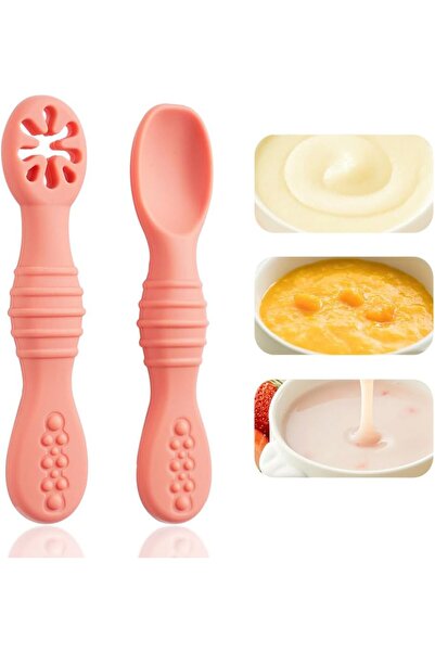 erorex Baby Spoons Set 2 Pcs Toddler Food Grade Silicone Training Spoons Self Feeding Spoon Pre Spoon Set
