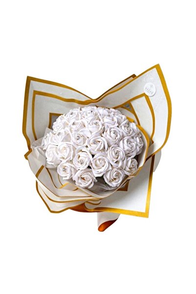 velve Buchet floral Royal cu 31 trandafiri de sapun, Alb