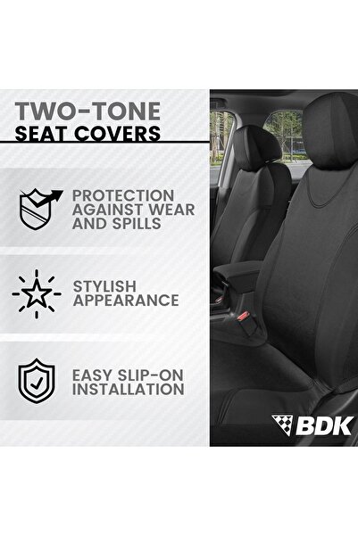 erorex Ultrasleek Universal Fit Car Seat Covers For Front And Rear - Automotive Interior Covers In Black