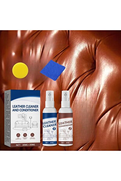 erorex Car Leather Cleaner & Conditioner Set, 30Ml Cleaner + 30Ml Conditioner + 1 Sponge + 1 Towel -