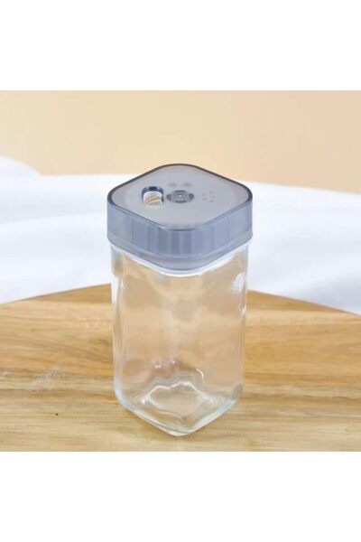 AC BOX Home Adjustable Salt Shaker Glass Spice Rack Set, 2 Pieces, Ideal for Salt, Pepper Flakes, Black Pepper, Mint,