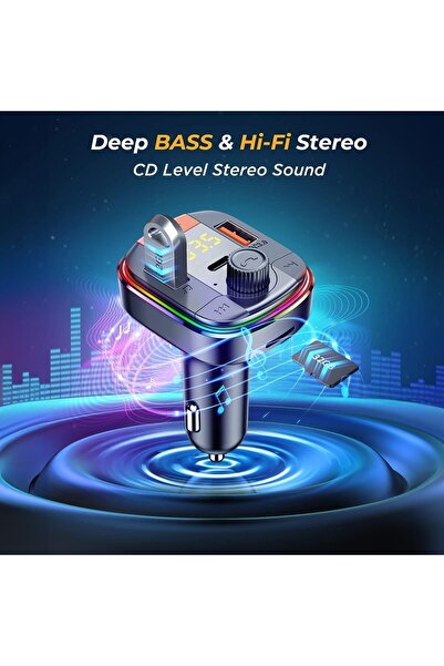 erorex محول بلوتوث للسيارة، جهاز إرسال FM 5.3 بلوتوث هاي فاي، محول موسيقى لاسلكي، ضوء