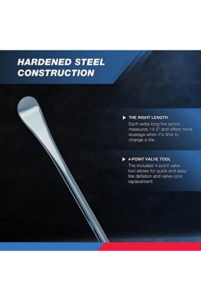 erorex 20601A 14.5” Steel Tire Spoons Tool Set, Tire Tools Include 3 Piece Tire Spoons, 3 Piece Rim