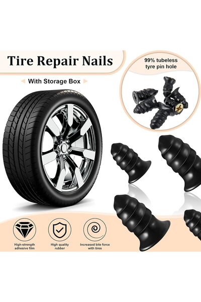 erorex Tire Repair Rubber Nails Kit,20 Pieces Car Tire Fast Repair Nails Screwdriver, Vacuum Tire Nails