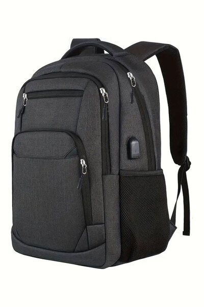 woys Black Color Backpack for Business and Travel Use with 4 Compartments USB Port