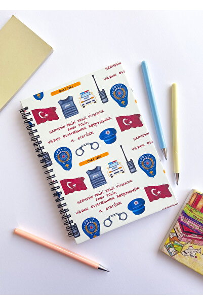 ARONA Polis Kişiye Özel A5 Spiralli Kareli Defter