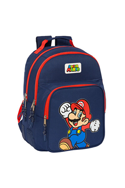 Super mario Ghiozdan școlar Super Mario World Bleumarin 32 x 42 x 15 cm