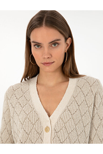 Pierre Cardin Ecru Regular Fit Knitwear Cardigan 50310988-Vr019
