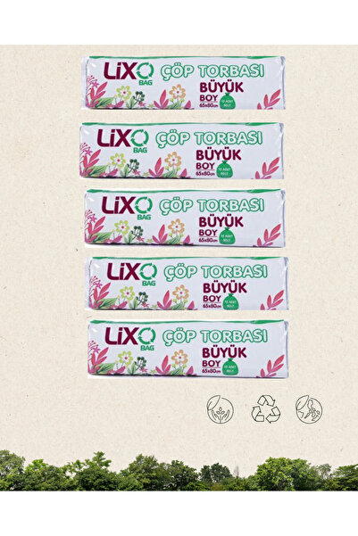 LİXOBAG LİXO BÜYÜK BOY 65*80 ÇÖP POŞETİ 50 LT 10 ADET 5'Lİ PAKET