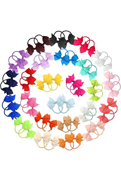 erorex Baby Hair Ties Bows 50Pcs 2Inch Hair Bows Durable Rubber Bands Ponytail Holders Infants Baby Girls
