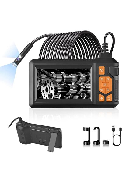 erorex منظار داخلي صناعي بعدسة مزدوجة مع مصابيح LED - كابل شبه صلب بطول 5 أمتار، شاشة 4.3 بوصة، IP67