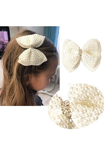 erorex White Rhinestone Hair Bows Girls Cute Pearls Hair Beaded Hair Bands Kids Toddlers Teenagers Kids