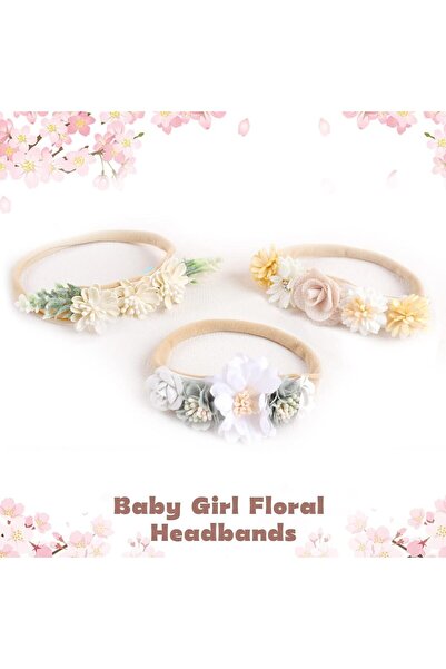 erorex Baby Girl Soft Nylon Flower Elastic Hair Bands Handmade Bow Baby Headbands Newborn Infant Toddler