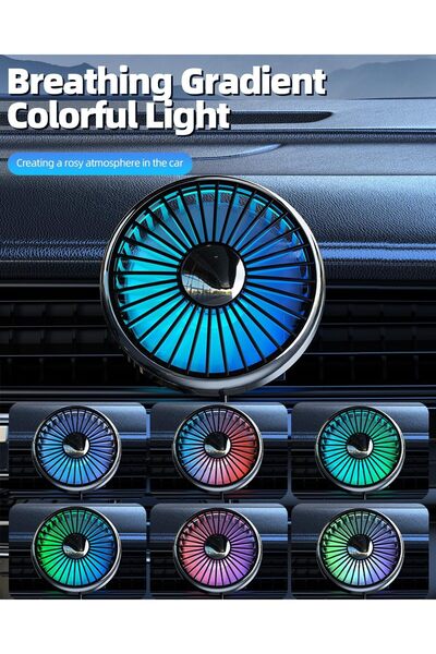 erorex Usb Car Fan Air Vent Mounted Colorful Light, 360° Rotatable Portable Clip Fans That Blow Cold Air,