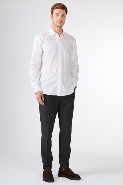 Dufy White Solid Men's Shirt - Regular Fit